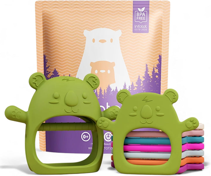 ® Teething Toys for Baby Gifts – Chipmunk Silicone Mitten Teether, Soothing Glove for Infants, Baby Toys 0-6 Months, Soft Chewable Teether Toy to Prevent Finger Sucking, CM Blue