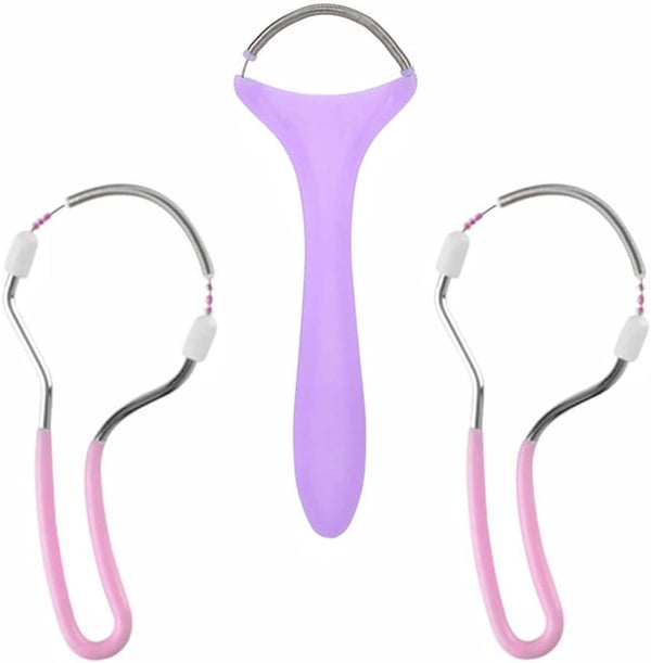 3 PCS Spring Facial Hair Remover Manual Epilator Spring Handle Hair Remover Spring Epilator for Women Face Hair Removing (Random Color)