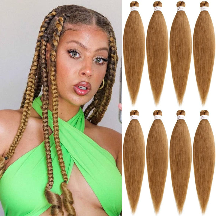 3 Packs Pre Stretched Braiding Hair Extension Yaki Texture EZ Braids Hair for Coi Leray Braids Black Braiding Crochet Hair Extensions /30 Inch 1B#