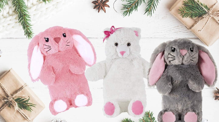 Deseo Bunny Hot Water Bottle in Luxurious Faux Fur (1 Litre) - Medium, Plush, Pink -