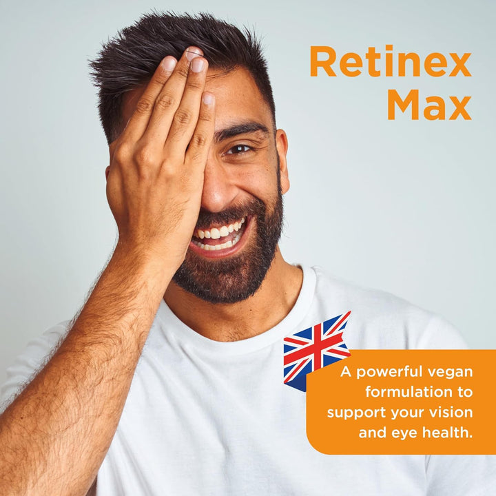 Retinex Max Eye Support (60 Tablets) | Long Term Vision & Eye Health | 20Mg Lutein & 2,000Ug Zeaxanthin | Vitamin B2 Contributes to Normal Vision | Natural Source Carotenoids | Vegan