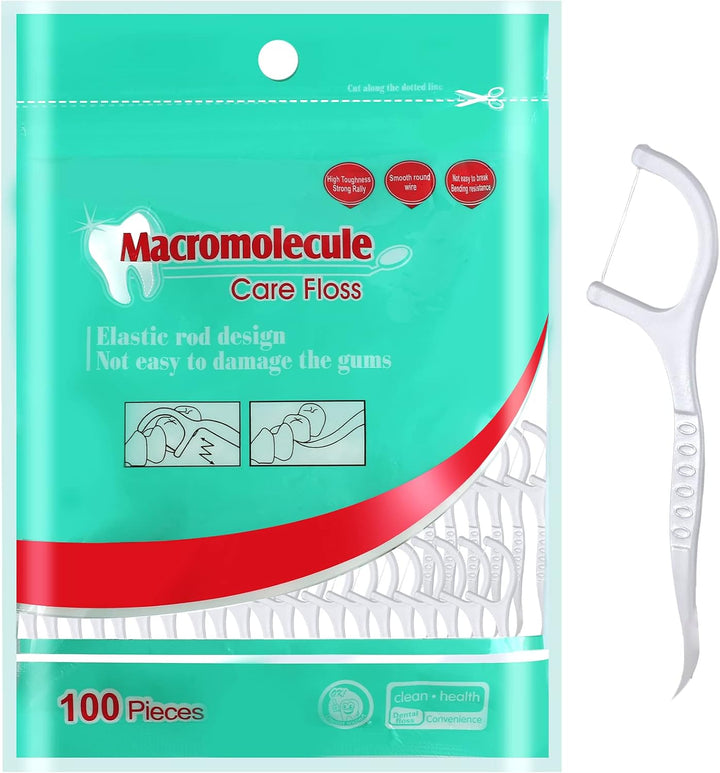 100 Pcs Dental Floss, Disposable Floss Sticks Dental, Portable Toothpicks Sticks, Interdental Cleaning Tool for Travel, Home, Office, Restaurant (Blue)