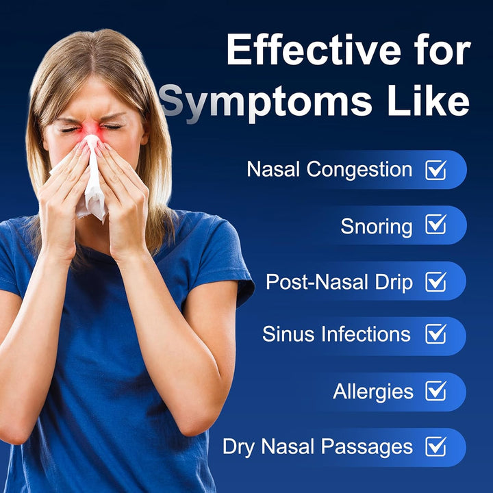 Neti Pot Sinus Rinse Kit with 100 Nasal Salt Packets Nose Wash Cleaner Pressure Rinse Nasal Irrigation for Adult & Kid BPA Free 300 ML with Sticker Thermometer (Light Blue)