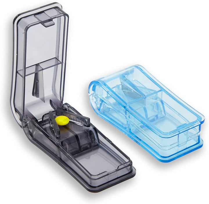 Pill Cutter,Small Pill Tablet Cutter,Pill Splitter with Blade for Small Pills Large Pills Cut in Half Quarter,With Pill Box,To Divide and Carry Daily Medication(Black)