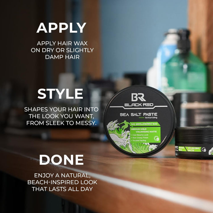 Sea Salt Paste for Men, 120Ml | Medium Hold with Beachy Texture | Matte Finish, Natural Volume & Lightweight Styling Wax | Water-Based, Easy to Wash Out