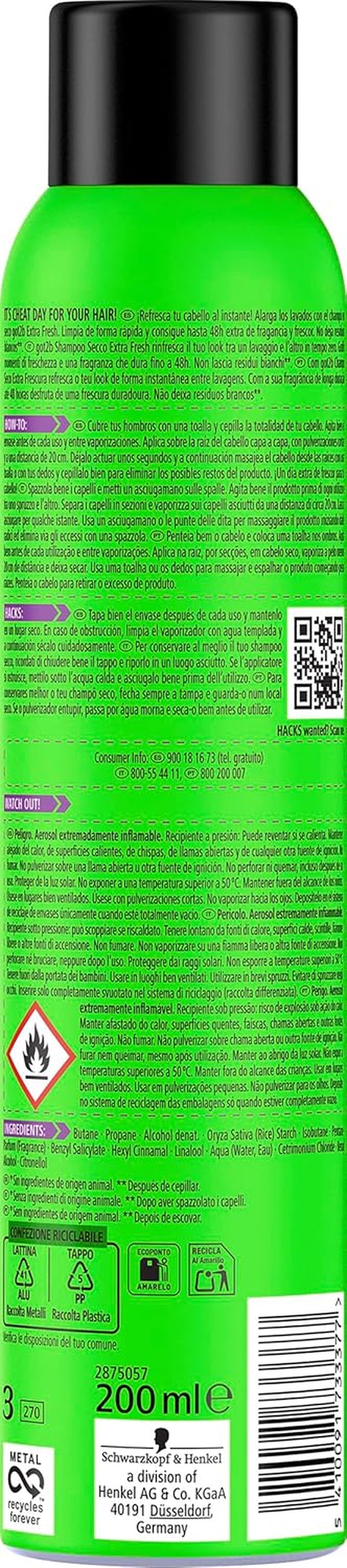 Dry Shampoo Instant Fresh up Extra Fresh 200 Ml, Cleans & Refreshes, Instant Fresh Up, for 48H Fragrance, Hair Dry Shampoo, Vegan Formula