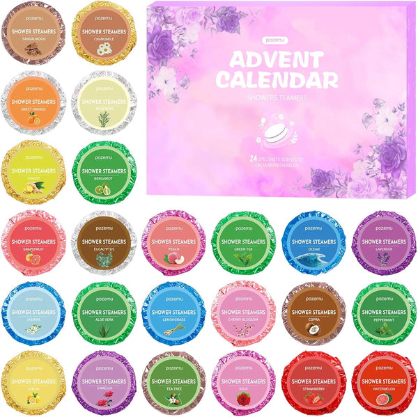 Shower Steamers Advent Calendar 2025 for Adult Kids Bath Bombs Aromatherapy Advent Calendars for Women Men Girls Boys