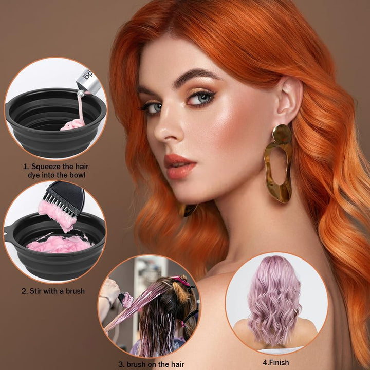 4 Pcs Hair Coloring Brushes, Hair Dye Kit, Double Sided Hair Dying Brushes Tint Comb Set, DIY Salon Hair Dye Brush and Bowl Set with Hair Dying Mixing Bowl