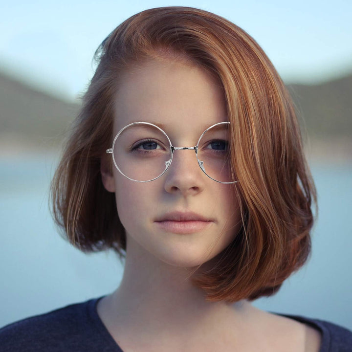 - round Glasses Unisex, Wizard Costume - Retro Sixties Style Clear Lens, round Wire Costume Geek Glasses Accessories for Dress Up, Classic Vintage Design Spectacles