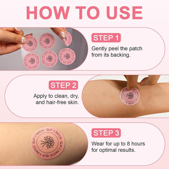 GLP-1 Patches, 30 Patches GLP-1 Mixed Essence Patch for Healthy Shape Support, Natural Ingredients with Pomegranate and Cinnamon, Gentle and Soothing Transdermal Body Patch for Women