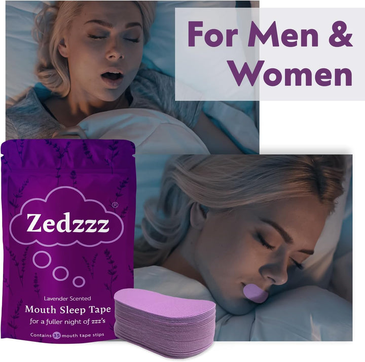 Zedzzz Lavender Scented Mouth Tape for Sleeping (35 Strips) | anti Snoring Aid for Men & Women | 5+ Weeks of Sleep Tape | Sleep Aid | anti Snoring Mouth Tape | Lavender Scented Mouth Tape for Sleeping