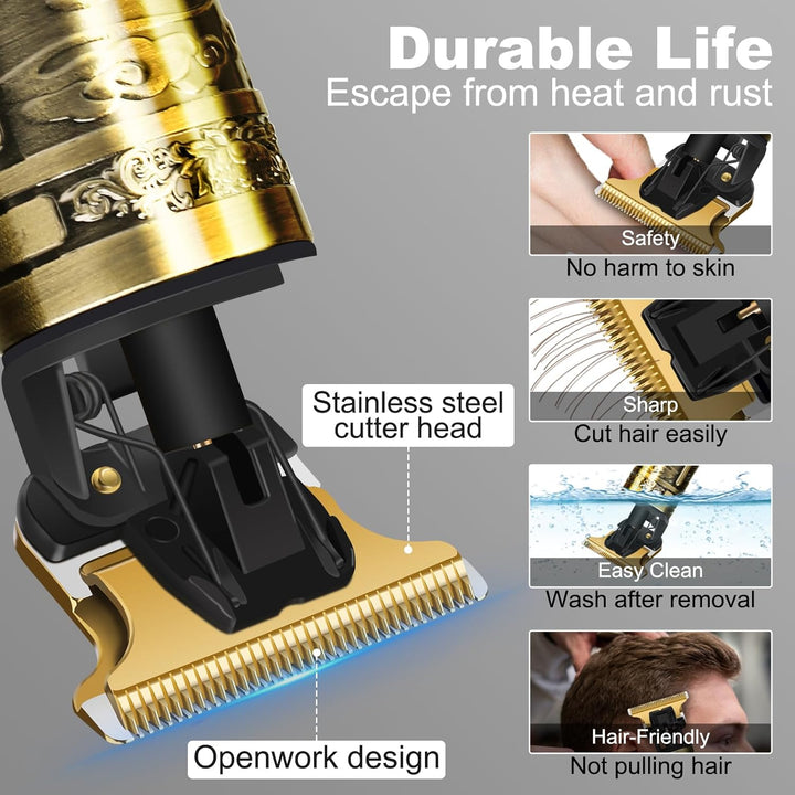 Hair Clippers for Men, Rechargeable Beard Trimmer with 4 Limit Combs, Grooming Kit for Barbers Haircut, USB Type-C Charging, Professional Shaver Gifts