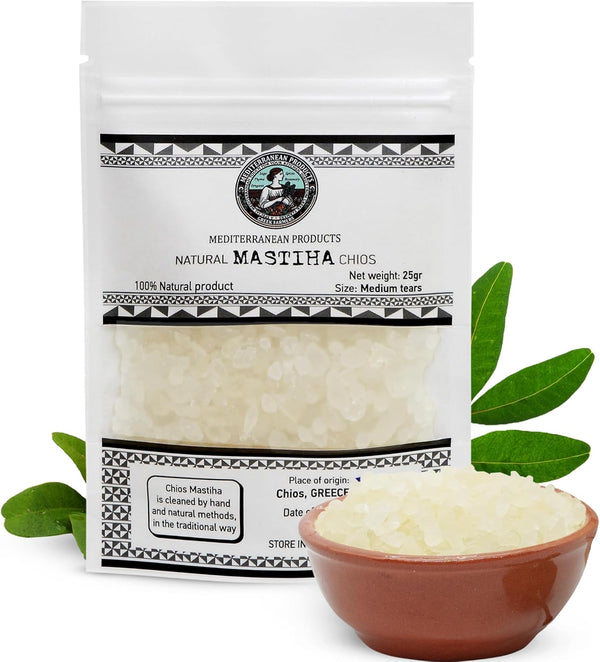 Organic Mastiha Chios 25G – 100% Natural Gluten-Free, Sugar-Free Greek Mastic Chewing Gum, Vegan Mastiha Tears for Kitchen Use, Pure Mastic from Greek Farmers