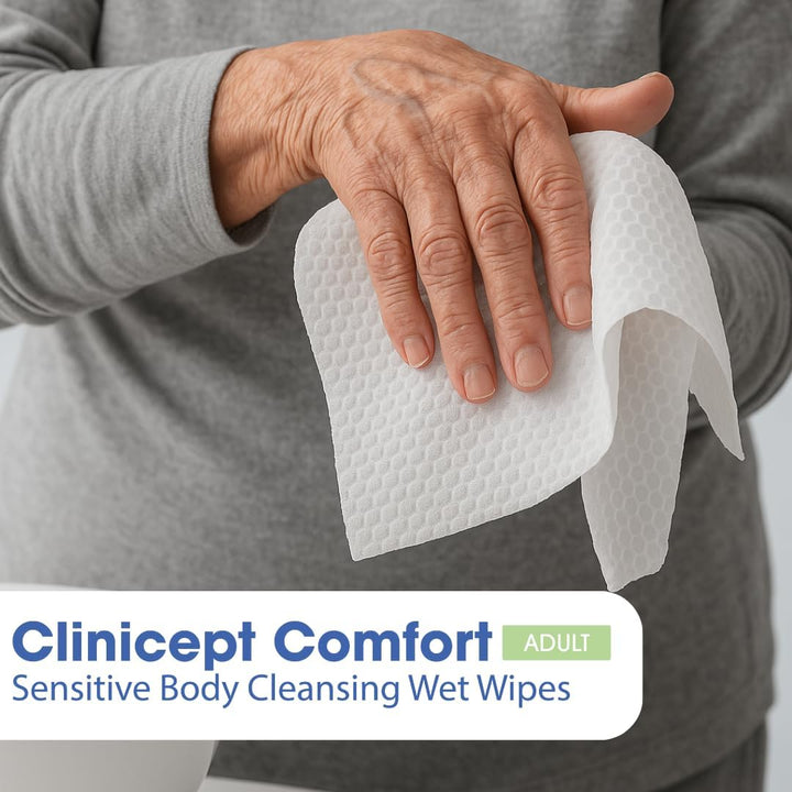 Comfort Biodegradable Sensitive Premium Full Body Adult Cleansing Wet Wipes Large Refreshing Rinse Free Fragrance-Free Bed Bath Intimate Care Soft Sheets. Used by NHS - 80 Wipes