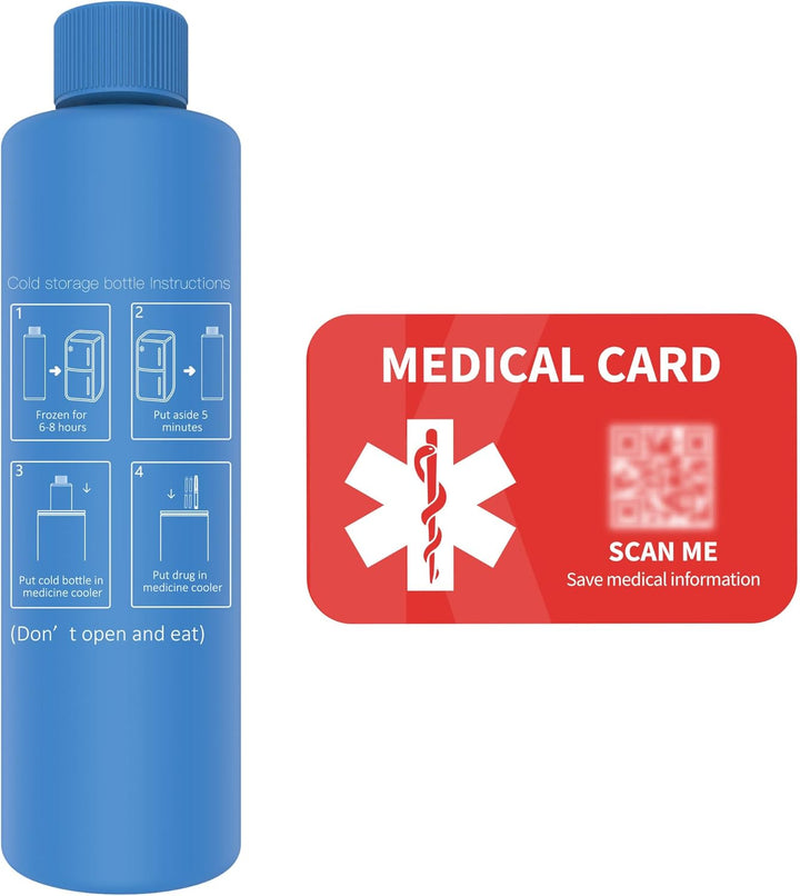 Insulin Cooler Travel Case 3-5 Pens 60 Hours, Medicine Cool Bag 2-8 °C, Diabetic Cooler Travel, Medical Bag, Epipen Carry Case, TSA Approved (Silver)