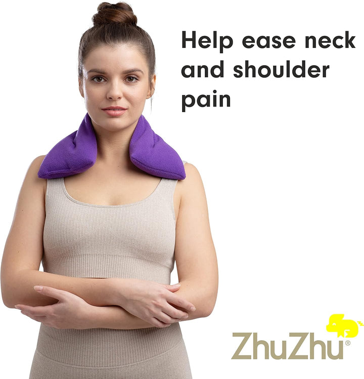 Lavender Body Wrap Wheat Bags Microwavable - Microwave Heat Pad for Joint & Muscle Pain Relief, Neck and Shoulder Pain, Menstrual Pain, Stress - Reusable Hot & Cold Heat Pack - Purple Fleece