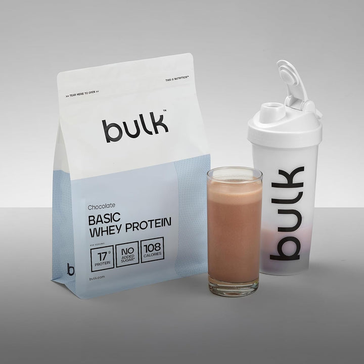 Basic Whey Protein Powder | Chocolate | 1.25 Kg | 41 Servings | up to 18G Protein per Serving | Low Sugar | Fast Absorbing Formula | Gym Supplement Supports Muscle Growth & Recovery