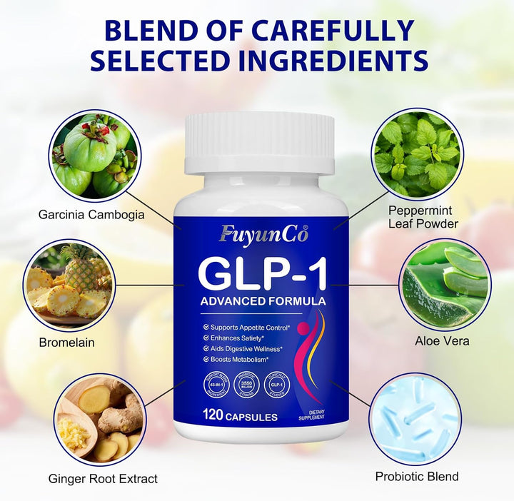GLP 1 Supplements, 120 Capsules Appetite Suppressants Women&Men, GLP-1 Supplement Support for Appetite Regulate & Gut Health