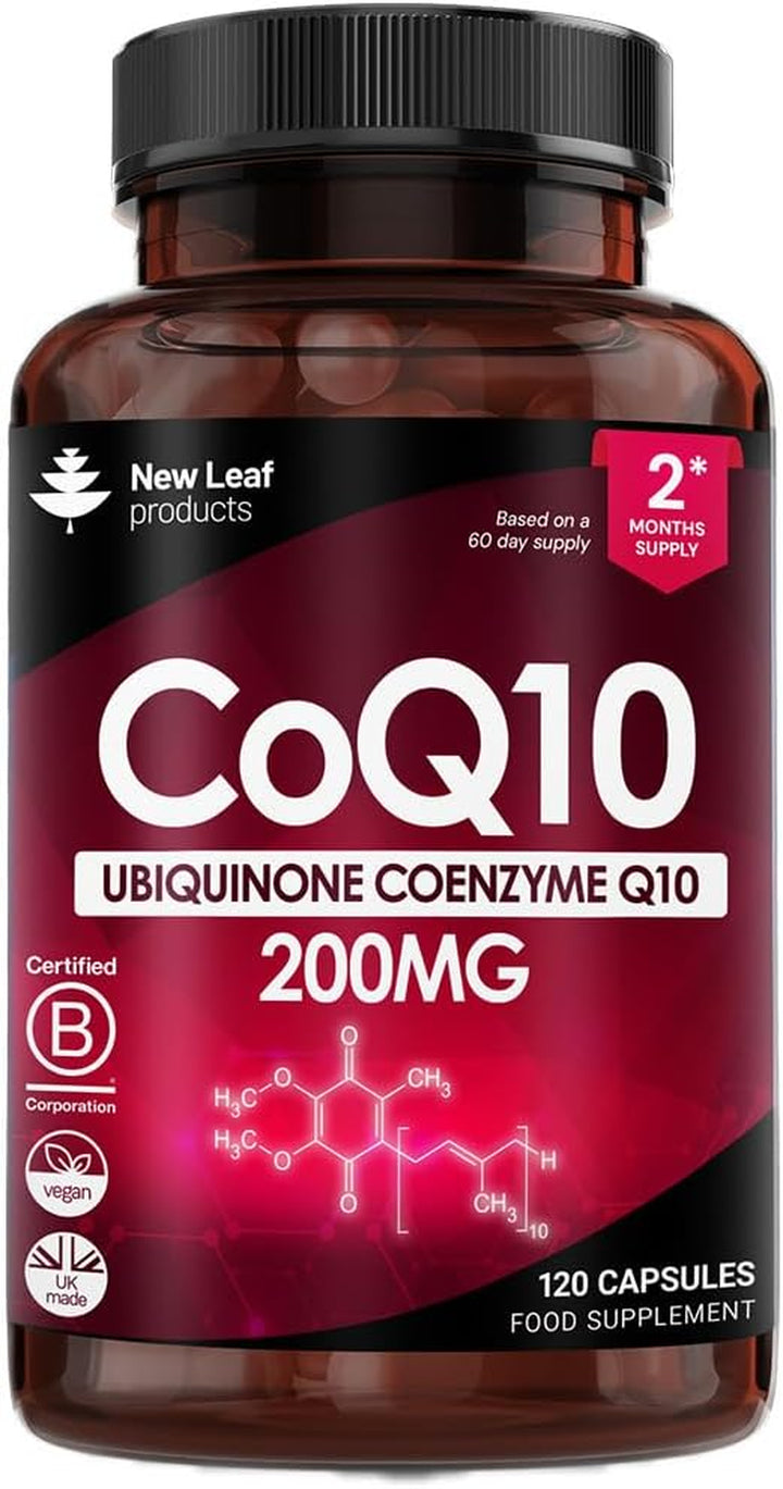 Coq10 Supplement 200Mg - Co Enzyme CQ10 120 Vegan Capsules 100% Pure and Naturally Fermented Ubiquinone Q10 High Strength Ubiquinone Coenzyme Q10 Coenzyme Coq10 Supplement UK Made Ubiquinol