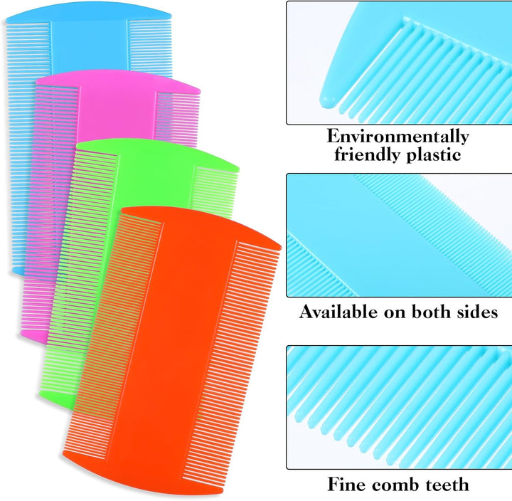 4 Pcs Lice Combs Double Sided Fine Tooth Comb Lice Comb for Dandruff Removal Thick Hair Tooth Head Nit Hair Combs for Adults Kids and Pet'S Remove Head Lice Nits Fleas(4 Colors) (Light Color)