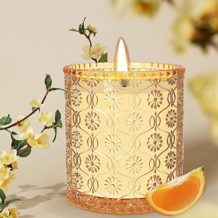 Orange Scented Candle, Refreshing Aromatherapy Home Scented, Natural Soy Wax Candles with Long Clean Burning, Gift Surprise for Yoga, SPA, Christmas, Birthday, Mother'S Day
