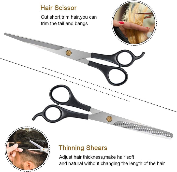 Professional Hairdressing Kit - Hair Cutting and Comb Set with Stainless Steel Thinning/Texturizing Scissors for Salon/Home/Pet