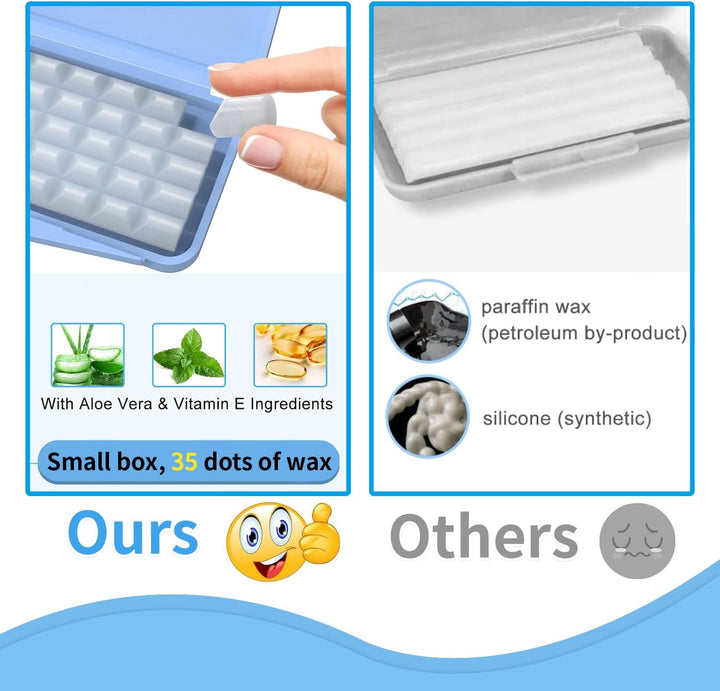 Dental Wax for Braces,Orthodontic Wax for Braces,2 Box Braces Wax Whit Applicator Tool(Blue)