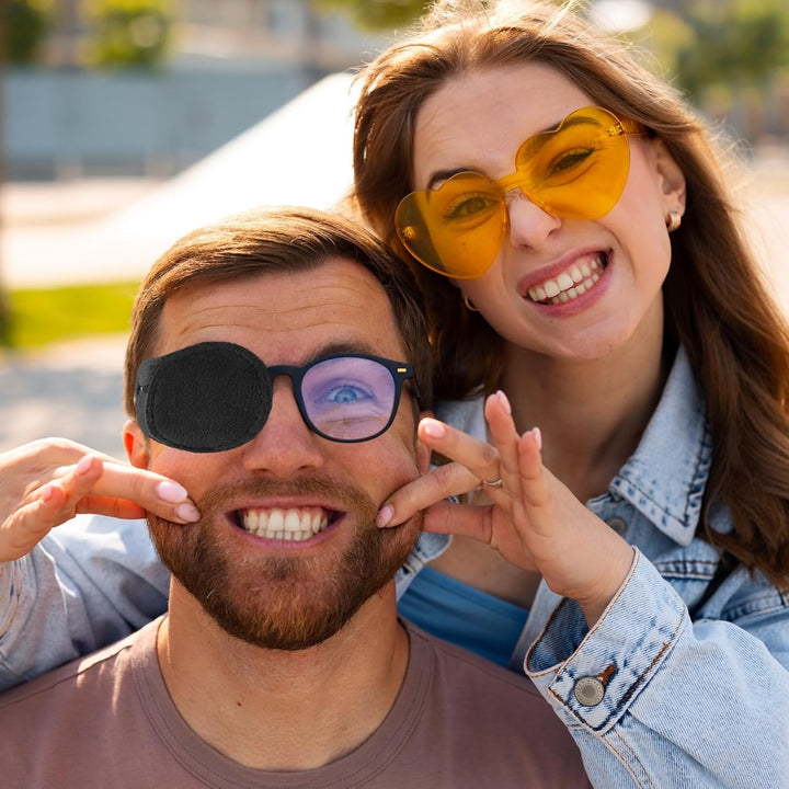 4 Pcs Eye Patches for Adults Kids, Right & Left Eye Patch for Glasses, Reusable Lazy Eye Patch for Treating Lazy Amblyopia Strabismus after Surgery (Black)