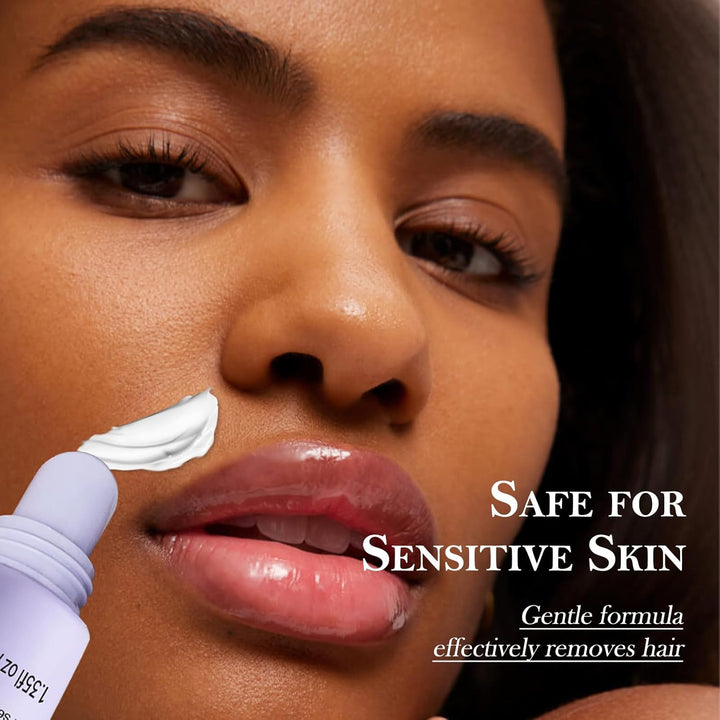 Facial Hair Removal Cream for Women, Ladies Body and Face Hair Remover Cream for Sensitive Skin, Upper Lip, Chin & Cheeks + Calming Serum, 8-Minute Fast Acting Gentle Painless Depilatory Creams Kit