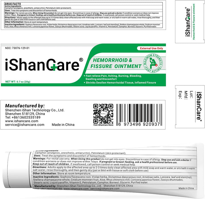 Hemorrhoid Cream, Hemorrhoid & Fissure Treatment Ointment Extra Strength, Relief Anal Pain, Itching, Bleeding, Swelling, Discomfort, Natural Herbs Fast Acting Ingredients, Contains Vitamin E