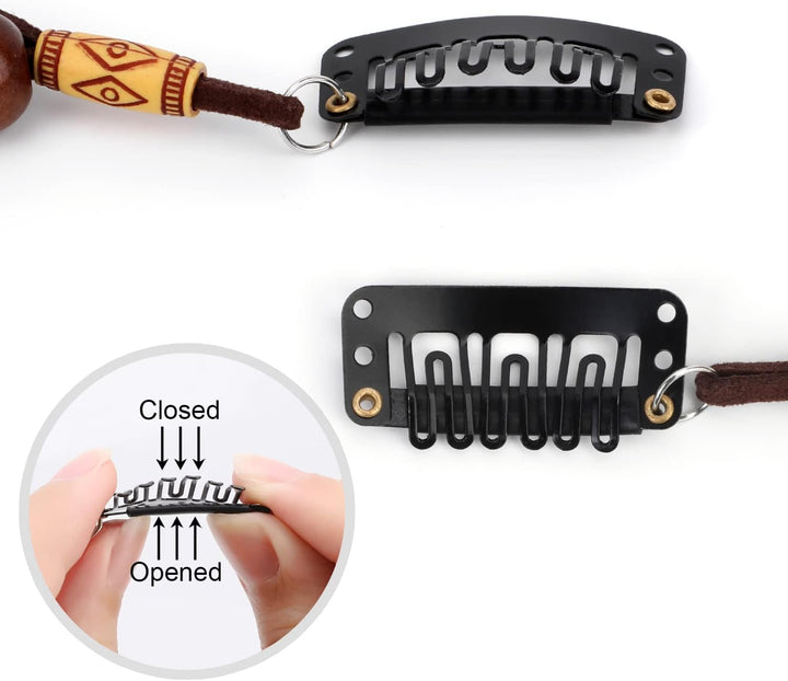 6Pcs Feather Hair Clips, Bohemian Hippie Hair Extension Accessories, Halloween Native Tribal Princess Costume Headdress Decoration