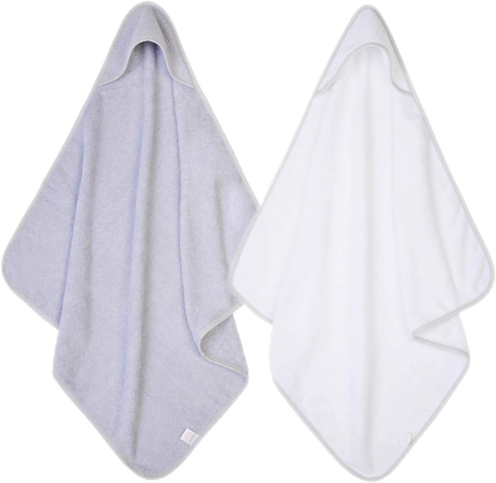 2 X Hooded Baby Towel Soft 100% Cotton Bath Wrap Pack of Two Towels, Pink & White