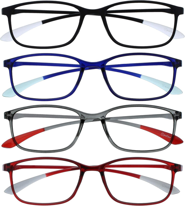 Ice Reading Glasses 3 Pack Ultra Lightweight Scratch Resistant Black Blue Grey Red Frame Mens Womens RRRR61-137Z +2.00