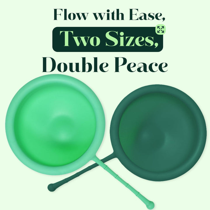 Reusable Menstrual Disc Set of 2 (Small & Large) with Storage Bag, Medical-Grade Silicone, Soft Period Disc, Medium Flow Kit, Feminine Hygiene & Care | Tampons, Pads & Cups Alternative (Green)