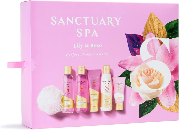Spa Lily & Rose Perfect Pamper Parcel – Luxury Bath & Body Gift Set for Women with Shower Gel, Body Lotion & More – Relaxing Spa Gift for Her, Ideal for Birthday, Christmas & Self Care