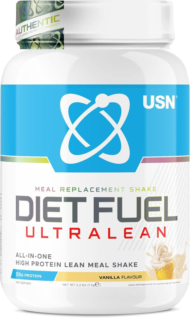 Diet Fuel Ultralean Meal Replacement Shake Powder, Strawberry Flavour - 1Kg, High Protein Shake Powdered Drink Mix, Low Calorie Diet & Weight Control Powder, 25G Protein