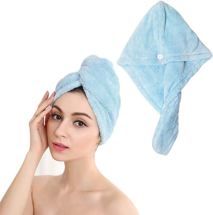 Microfiber Hair Towel Wrap | Super Absorbent Hair Turbans for Quick Dry, Grey