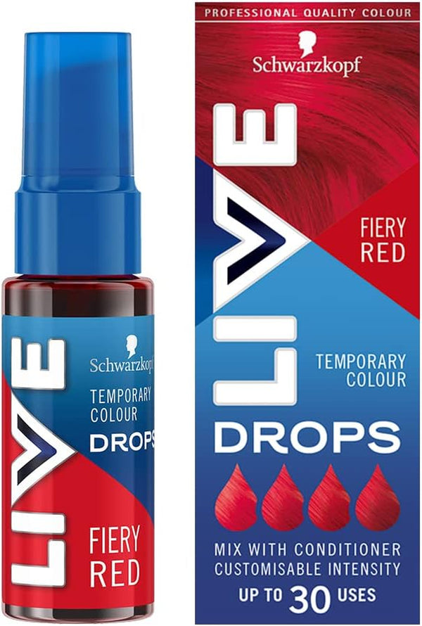 Schwarzkopf  Colour Drops, Vegan, Semi-Permanent, Red Hair Dye, Lasts 2 to 12 Washes, Fiery Red 30 Ml