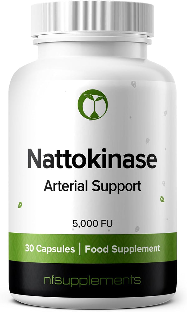 Nattokinase 5000FU Arterial Support with Oregano Extract 125Mg & Motherwort 125Mg 30 Capsules Made in the UK (30)