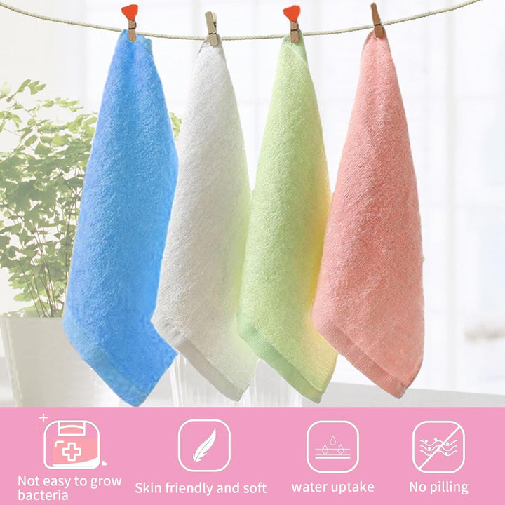 4Pcs Bamboo Face Cloth, Soft Flannel Face Cloth, 25 * 25CM Reusable Soft Bamboo Wash Cloths for Babies, Flannels Wash Cloth Face Towels for Adults Kids Sports Beatuty