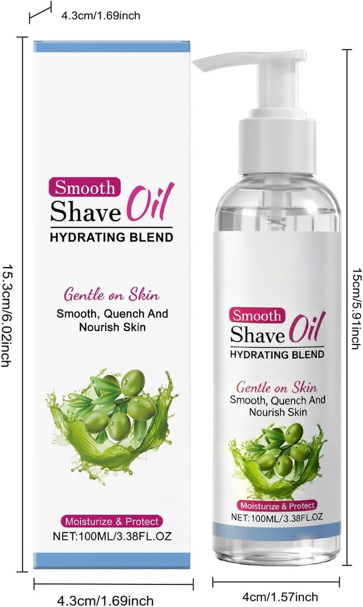 Smooth Shave Oil for Women & Men, 3.38Oz Pre & after Shave Treatment with Vitamin E, Olive & Jojoba Oils, Hydrating Nourishing Moisturizing Skin Soothing, for Face, Body, Legs (2)