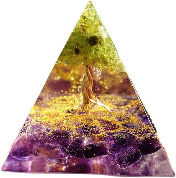 Moonstone Crystals Orgone Pyramid, Amethyst Crystal Nature Reiki Chakra Crystals and Gemstones Gifts for Friend Orgonite Pyramid Crystal Healing Spiritual Gifts for Women (6Cm)