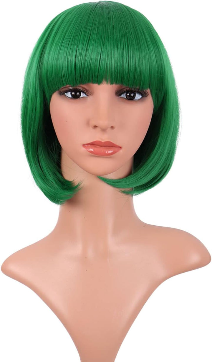 Natural Short Straight New Wigs Flat Bangs Wigs-Black-Ladies