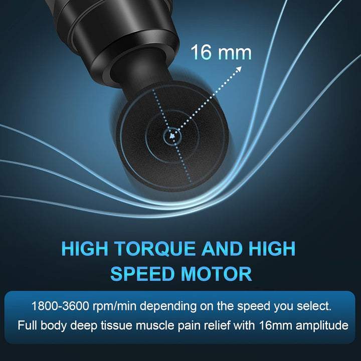 Massage Gun Deep Tissue, Muscle Percussion Massager with 30 Speeds Quiet Hand Massagers with LCD Touch Screen 10 Heads for Shoulder Body Back Relaxation (Black)