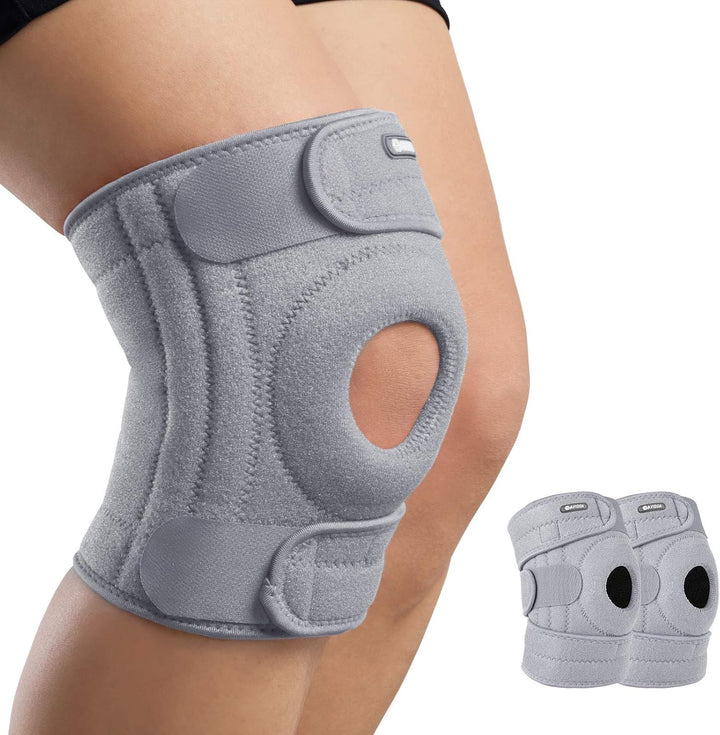 Knee Support with Open-Patella Design for Joint Pain, Sports, Injury Rehabilitation, Adjustable Knee Brace for Men Woman with 3 Straps, for Knee Circumference (12.5" to 18.5")