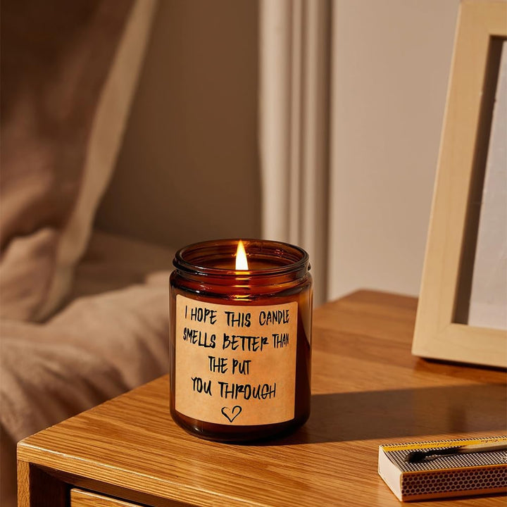 Scented Candles Gifts for Women, Mum, Her, Scented Candles Valentine Gifts, 200G Natural Soy Wax Glass Jar Candle, Funny Valentines Day Christmas Thanksgiving Gift for Mum(English Pear&Freesia)