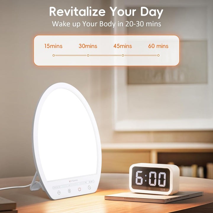SAD Therapy Light - 10000 Lux Daylight with 3 Colors, 4 Brightness Levels, Timers for Seasonal Affective Disorder, Depression, Winter Home Office