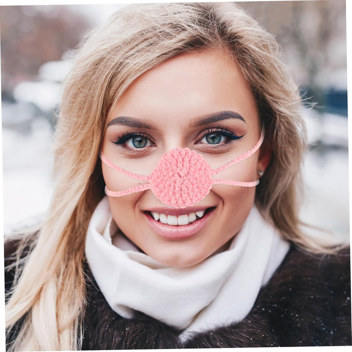 Soft Knit Nose Warmer Mask for Women and Boys and Girls Warm Crochet Nose Cover Shield for Winter Outdoor Activities and Skiing Cold Weather Protection in Pink