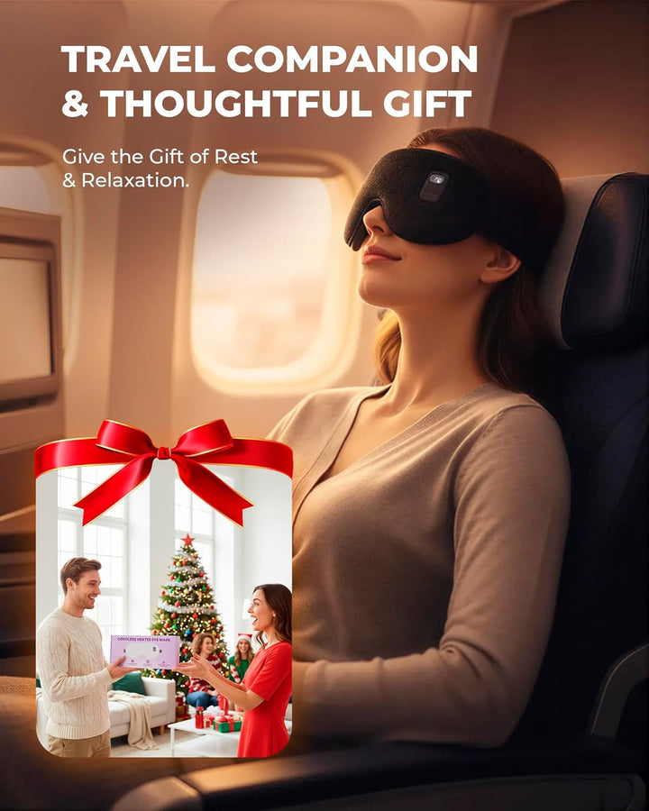 Heated Eye Mask: Cordless Warm Eye Compress - Rechargeable Silk Sleep Mask for Sleep Travel Office - Moist-Warming Mask with Adjustable Heat & Timer Washable Cover, Gift for Women Men Thermal Pillows