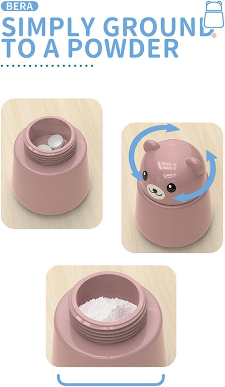 Pink Bear Pill Crusher - Cute Animal-Shaped Medicine Grinder for Kids & Adults, Portable Powder Crushing Tool for Tablets, Vitamins, Pets - Easy to Clean, Durable & Painless Medication Aid